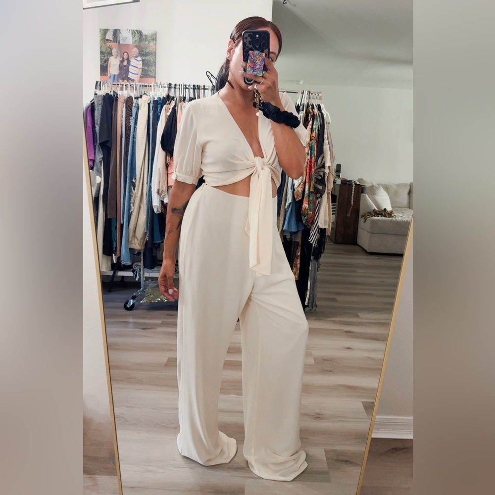 NASTY GAL FRONT TIE ELEVATED JUMPSUIT